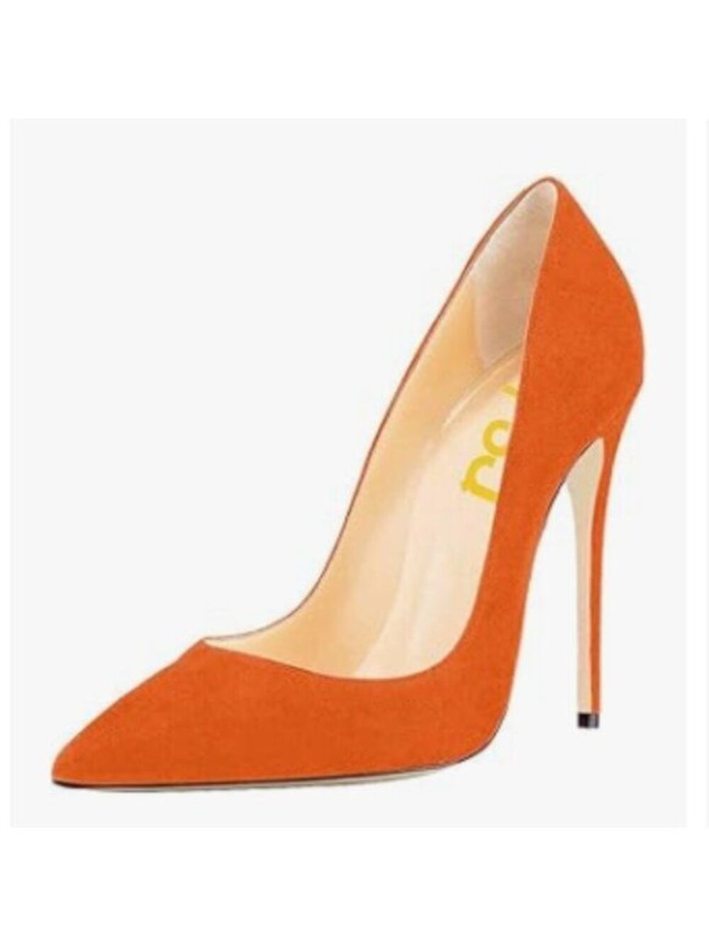 FSJ Orange Suede Pointed Toe Pumps High Heel Sexy Stilettos Slip On Dress Shoes